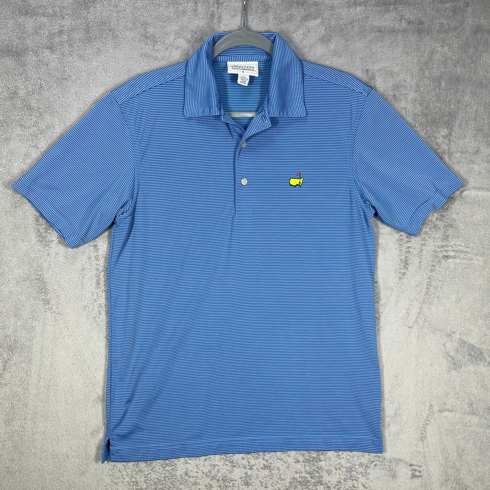 Masters Performance Polo Shirt Mens Small Blue Striped Golf Short Sleeve